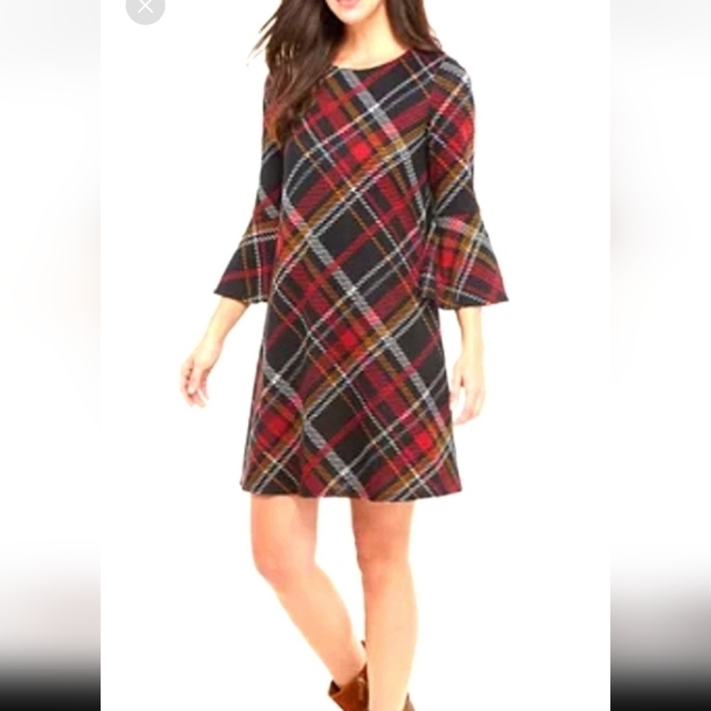Jessica Howard Red Plaid Shift Dres Sz 8